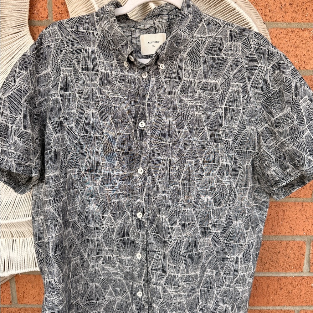 Billy Reid Tuscumbia Geometric Short Sleeve Button Down Shirt
